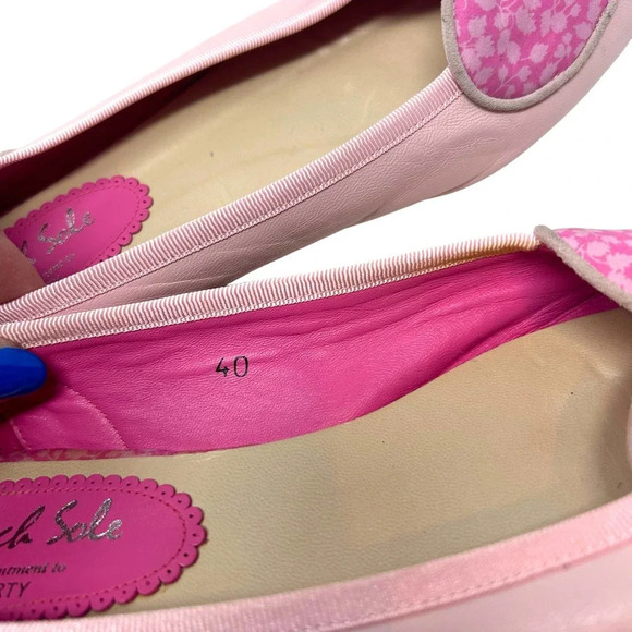 French Sole for Liberty‎ Of London Love Heart Pink Leather Flats Size 40 9.5 - Picture 7 of 9
